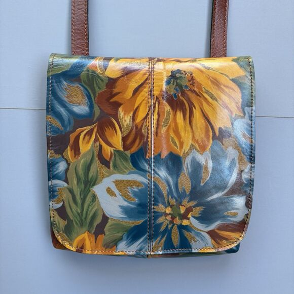 Patricia Nash Norwich Leather Crossbody Bag-Marigold Harvest Boho Floral Suede - Picture 2 of 13